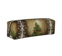 EWQrtyy Christmas Tree2 - Astuccio in pelle per penne e matite, con cerniera, porta accessori, borsa per cancelleria, regalo per il ritorno a scuola, Oro, Taglia unica, Astuccio per trucchi