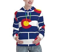 EWQrtyy Colorado State Flag - Felpa con cappuccio da donna, morbida, di peso medio, casual, con cappuccio, pullover invernale con tasca, Nero , M