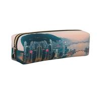 EWQrtyy Hong Kong Printing School Astuccio in pelle con cerniera, porta accessori, borsa per cancelleria, regalo per il ritorno a scuola, Oro, Taglia unica, Astuccio per trucchi