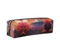 EWQrtyy Japan Mount Fuji Landscape 2 - Astuccio in pelle per la scuola, con cerniera, porta accessori, borsa per cancelleria, regalo per il ritorno a scuola, Argento, Taglia unica, Astuccio per