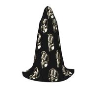 EWQrtyy Mantello con cappuccio con stampa microfono e cuffie per adolescenti,Mantello con cappuccio per adolescenti di Halloween