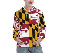 EWQrtyy Maryland State Flag - Felpa con cappuccio da donna, morbida, di peso medio, casual, con tasca, invernale, Nero , S