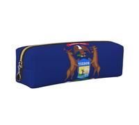 EWQrtyy Michigan State Flag Printing School Pencil Case in pelle con cerniera, porta accessori, borsa per cancelleria, regalo per il ritorno a scuola, Oro, Taglia unica, Astuccio per trucchi