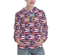 EWQrtyy Ohio State Flag - Felpa con cappuccio da donna, morbida, di peso medio, casual, con cappuccio, pullover invernale con tasca, Nero , M