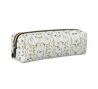 EWQrtyy Stagione Acquerelli di Erbe Fiori Stampa Scuola Penna Astuccio In Pelle Matita Astuccio Zip Pouch Porta Accessori, Sacchetto di Cancelleria, Regalo di Ritorno a Scuola, Oro, Taglia unica