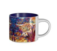 EWQrtyy Tazza in ceramica con stampa di mucca delle Highland, grande capacità, pratica tazza per caffè e ufficio, manico comodo, base stabile