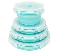 Ewrap - Ciotola rotonda pieghevole, contenitori per alimenti in silicone, contenitori per il pranzo pieghevoli con coperchi, ideali per l'escursionismo in campeggio, set di 4