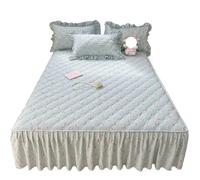 EWUHYFP 1pc Quilted Bed Skirt Four Corners With Elastic Flower Printed Thickened Mattress Single/Queen/King Sheet(Moshanghuakai,150x200x45cm 1pc)
