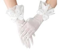 EWUHYFP 2pair Fashion Bride Bow Lace Chiffon Gloves Women White Evening Party Marriage Accessories(Beige)