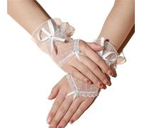 EWUHYFP 2pair Lace Short Gloves for Women Bridal Wedding Dress Accessories Banquet Thin Mittens Mesh(White s3)