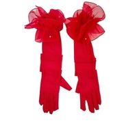 EWUHYFP 2pair Sexy Lace Pearl Black Silk Perspective Thin Wedding Dress Long Gloves Women Sunscreen Sleeves Summer Outdoor Sun Driving Mittens(Red Pearl)