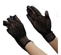 EWUHYFP 2pair Women Dark Mourning Black Spider Web Long Half Finger Glove Female Lace Sport Cycling Sunscreen Sleeve Mitten(Grey)