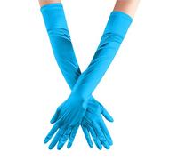 EWUHYFP 2pair Women Solid Color Satin Wedding Party Gloves Skin Opera/Elbow/Wrist Stretch Finger Long Carnival(04)