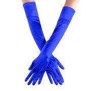 EWUHYFP 2pair Women Solid Color Satin Wedding Party Gloves Skin Opera/Elbow/Wrist Stretch Finger Long Carnival(S)
