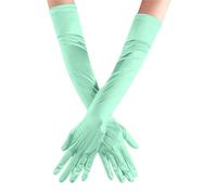 EWUHYFP 2pair Women Solid Color Satin Wedding Party Gloves Skin Opera/Elbow/Wrist Stretch Finger Long Carnival(Color4)