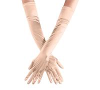 EWUHYFP 2pair Women Solid Color Satin Wedding Party Gloves Skin Opera/Elbow/Wrist Stretch Finger Long Carnival(Khaki)