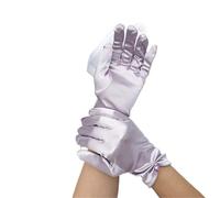 EWUHYFP 2pair Women Summer Pearl Lace Bow Sunscreen Cycling Driving Mittens Thin Short Satin Elastic Dress Gloves(Light Purple)