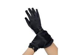 EWUHYFP 2pair Women Summer Pearl Lace Bow Sunscreen Cycling Driving Mittens Thin Short Satin Elastic Dress Gloves(Black)