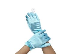 EWUHYFP 2pair Women Summer Pearl Lace Bow Sunscreen Cycling Driving Mittens Thin Short Satin Elastic Dress Gloves(A)