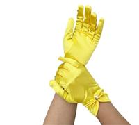 EWUHYFP 2pair Women Summer Pearl Lace Bow Sunscreen Cycling Driving Mittens Thin Short Satin Elastic Dress Gloves(Yellow)