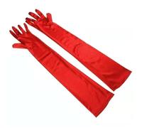 EWUHYFP 2pair Women's Evening Party Formal Gloves Solid Satin Long Finger Mittens For Events Activities Red White Rose Color Cosplay(Red)
