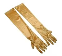 EWUHYFP 2pair Women's Evening Party Formal Gloves Solid Satin Long Finger Mittens For Events Activities Red White Rose Color Cosplay(Gold)