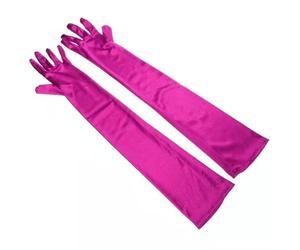 EWUHYFP 2pair Women's Evening Party Formal Gloves Solid Satin Long Finger Mittens For Events Activities Red White Rose Color Cosplay(Rose Red)