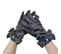 EWUHYFP 3pair Camellia Vintage Black Short Satin Gloves Stage Banquet Bridal Accessories Modeling Photographic(Black)