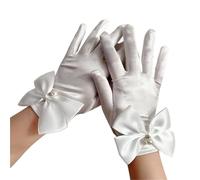 EWUHYFP 3pair Camellia Vintage Black Short Satin Gloves Stage Banquet Bridal Accessories Modeling Photographic(White)