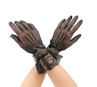 EWUHYFP 3pair Mesh Fishnet Gloves Lace Stretchy Stage Performance Breathable Bow Design Bride Ladies(Color 6)