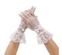 EWUHYFP 3pair Mesh Fishnet Gloves Lace Stretchy Stage Performance Breathable Bow Design Bride Ladies(White-Style 2)