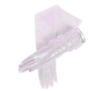 EWUHYFP 3pair Women Sexy Lace Pearl Gloves White Mesh Tulle Full Finger Elbow Long Lady Vintage Wedding Bride Dress Mittens(Color-05)