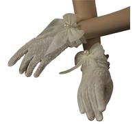 EWUHYFP 3pair Women's Summer Thin Short Satin Elastic Etiquette Dress Gloves Elegant Pearl Lace Bow Sunscreen Cycling Driving Mittens