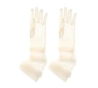 EWUHYFP 4 Pair Wedding Lace Mesh Gloves Ladies White Wrist Women Large Bow Knot Marriage Glove Evening Party Cosplay Accessories(D - Champagne)