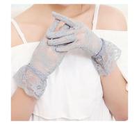 EWUHYFP 4 Pair Wedding Lace Mesh Gloves Ladies White Wrist Women Large Bow Knot Marriage Glove Evening Party Cosplay Accessories(G - grey)