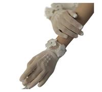 EWUHYFP 4 Pair Wedding Lace Mesh Gloves Ladies White Wrist Women Large Bow Knot Marriage Glove Evening Party Cosplay Accessories(Color 1)