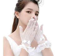 EWUHYFP 4pair Female Thin Fishnet Mesh Gloves Women Black White Summer Fashion Ruffle Full Finger Lace Mittens(1-White Bow)