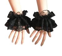 EWUHYFP 4pair Steampunk Hand Sleeve Wrist Cuffs Ruffled Floral Lace Elastic(Black)