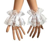 EWUHYFP 4pair Steampunk Hand Sleeve Wrist Cuffs Ruffled Floral Lace Elastic(WHITE)