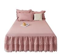 EWUHYFP Bed Skirt Pillowcase Set Soild Princess Ruffle Three Layers Bedspreads Sheet Soft Fitted Cover Home(A,1pc Skirt 200x220cm)