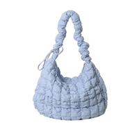 EWUHYFP Borsa a tracolla imbottita di grande capacità, borsa a in nylon plissettato, a secchiello con balza(Color-04)