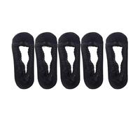 EWUHYFP Calzini Invisibili Donna 5 Pairs/Lot Socks Ankle Short No-Show Invisible Foot Summer Thin Set White Low Cut Boat Lace Silicone Non-Slip Women's(Black)