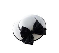 EWUHYFP Cappello da Sposa Cappello da Pescatore Inglese Donna con Fiocco Grande, Cappello Banchetto for Feste e Matrimoni, a Tesa Larga Clip for Donne Ragazze(White Black)