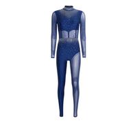 EWUHYFP Costumi per La Danza Lirica Tuta Intera da Allenamento, Ginnastica, Pattinaggio di Figura, Pratica, Costume, Danza lirica, Tuta Donna(Deep Blue,M)
