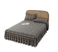 EWUHYFP Padded Bed Skirt Thickened And Non-slip Single-piece Version Dust-proof Plaid Printing, No Pillowcase(Color2,180x220cm 1pcs)