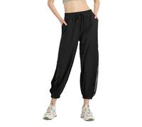 EWUHYFP Pantaloni da Corsa con Coulisse in Rete Allenamento Sciolto Leggings Yoga for Esercizi Basket Fitness Jogger Sportivi Donna(Black,S)