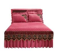 EWUHYFP Quilted Bed Skirt Winter Warm Thicken Velvet Bedspread King Good Hand Feeling Not Included Pillowcase(Color-6,Only 2pcs Pillowcase)