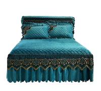 EWUHYFP Quilted Bed Skirt Winter Warm Thicken Velvet Bedspread King Good Hand Feeling Not Included Pillowcase(COLOR 8,1pc Skirt 150x200cm)
