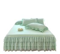 EWUHYFP Romantic Three Layers Ruffle Blossoms Lace Bed Skirt Valance Sheet With Wrinkle & Fade Resistant Fabric-16 Inch Drop Bedspread(Green,180x220x45cm skirt)