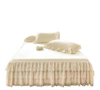 EWUHYFP Romantic Three Layers Ruffle Blossoms Lace Bed Skirt Valance Sheet With Wrinkle & Fade Resistant Fabric-16 Inch Drop Bedspread(White,180x200x45cm skirt)